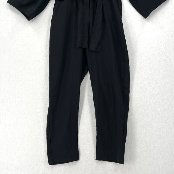 A PIECE APART Meru Jumpsuit Womens 0 Black Balloon Sleeve Belted Crop One Piece - Picture 8 of 16
